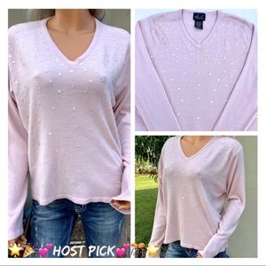 🎉HP🎊 NWOT 16/18 Kathy Lee Blush Sequined Sweater